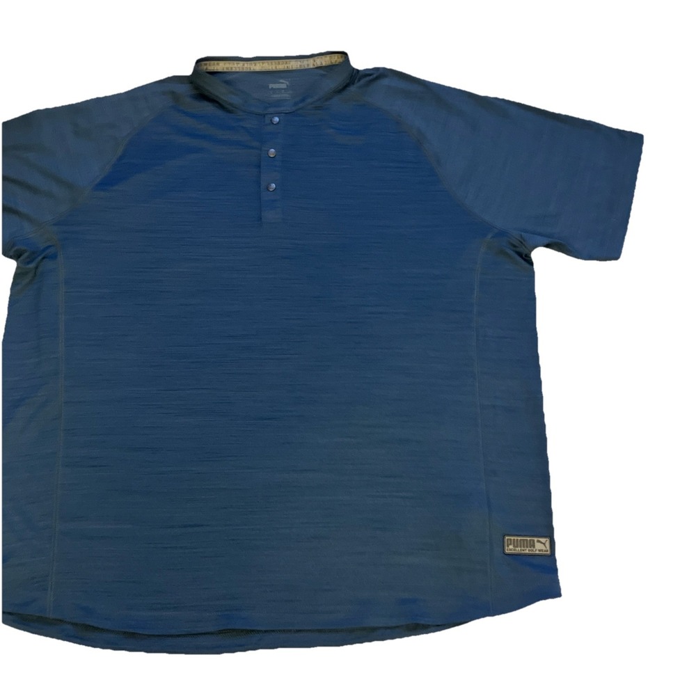 PUMA‎ Golf Blue Snap Front Henley Short Sleeve Shirt Men's Sz XL